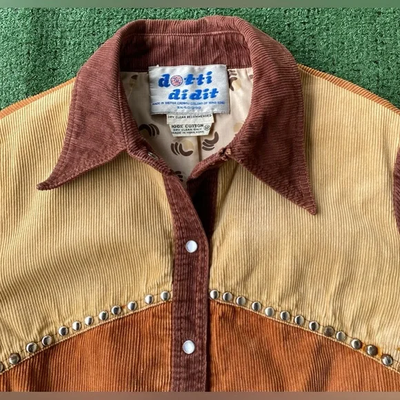 VTG 70’s Dotti Didit Corduroy Silver Studded Pearl Snap Jacket Women’s SZ Small - Picture 4 of 10